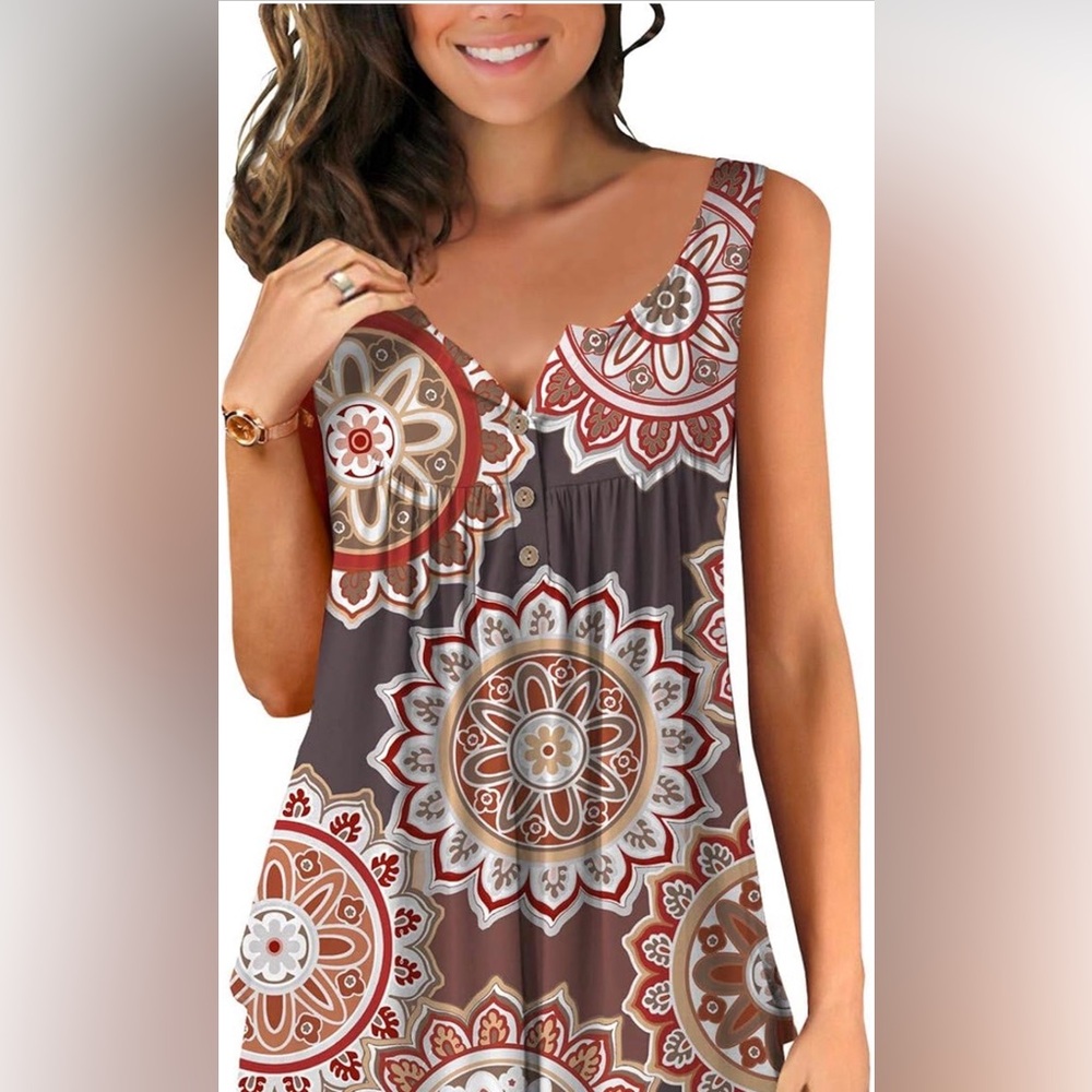 Amazon Red and Gray Mandala Tank Top